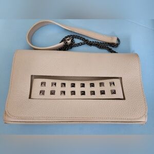 NWOT Revolve House of Harlow 1960‎ Cream White Leather Stud Clutch Crossbody Bag